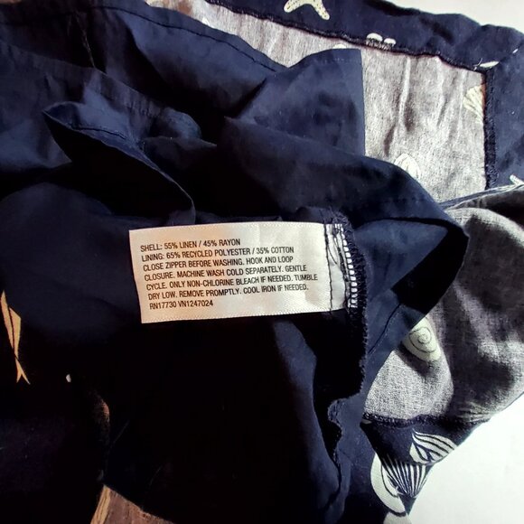 A New Day Womens Navy Blue Sea Life Pattern Skirt  10 Made of linen and rayon - Picture 8 of 9